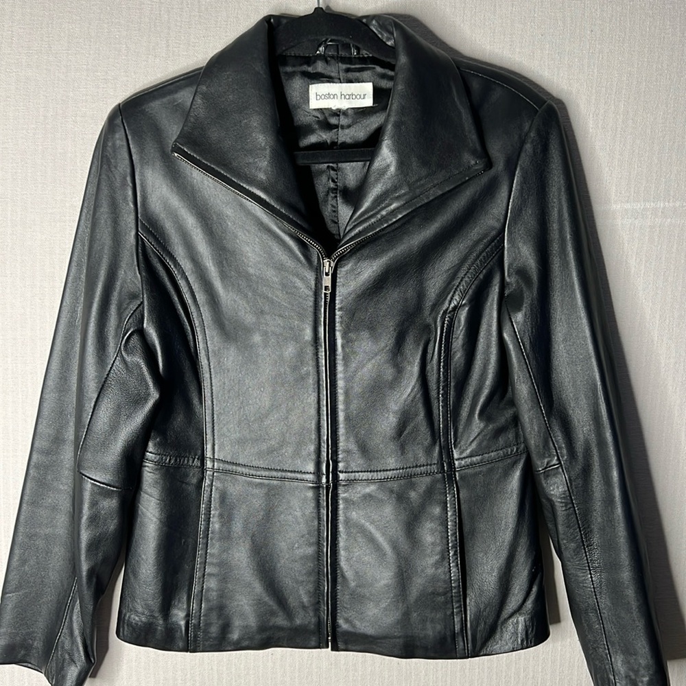 Boston Harbour Woman’s Genuine Leather Size S Full Zip Closure Jacket